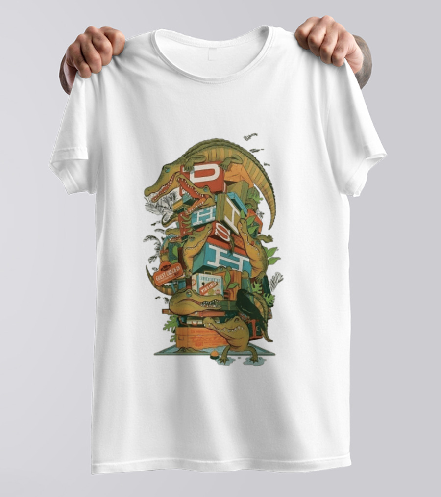 Phish Guest Check Richmond Virginia Alligator Concert Stacked Blocks T-Shirt