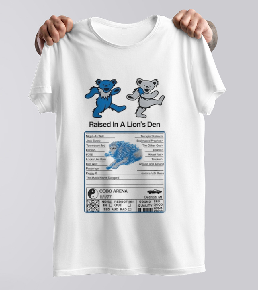 Grateful Dead Dancing Bears Raised In A Lion's Den Psychedelic Nutrition Facts T-Shirt
