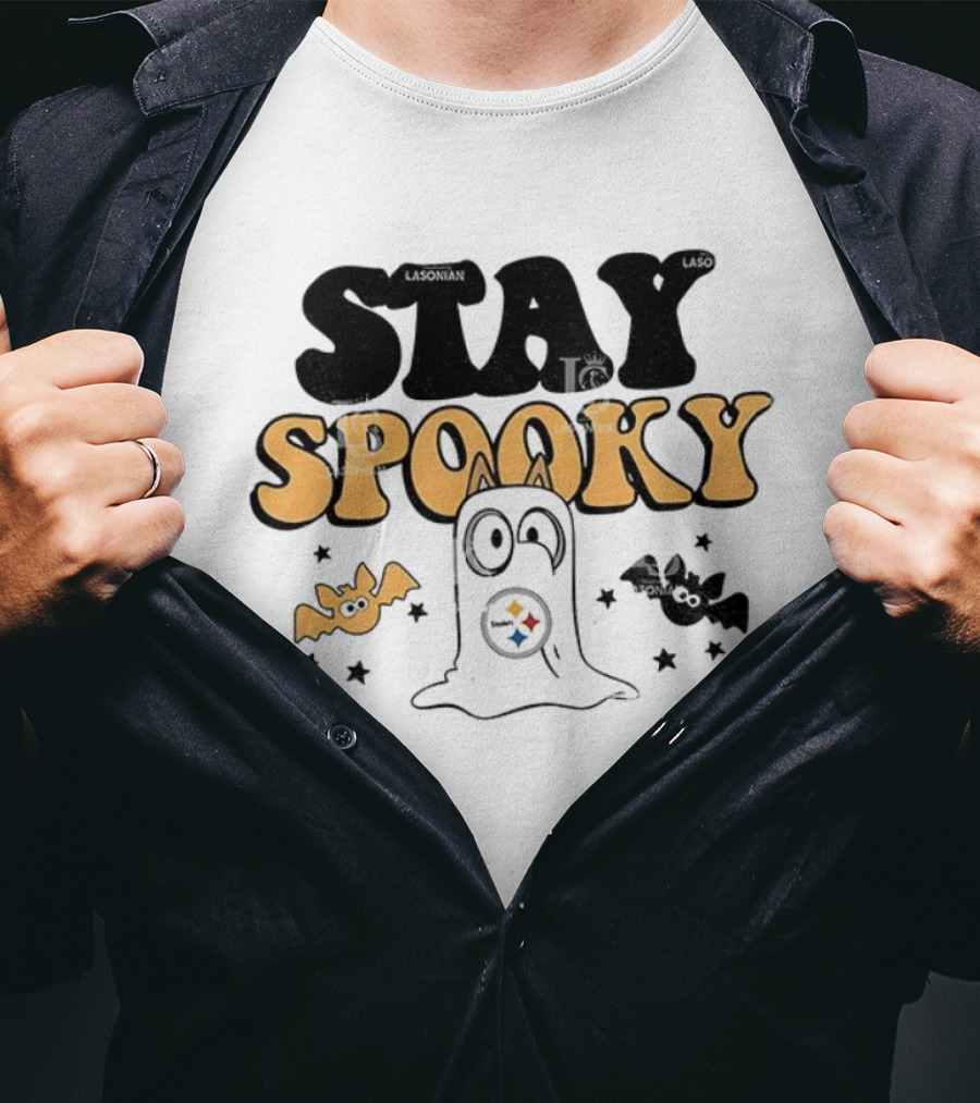 Pittsburgh Steelers Bluey Halloween Stay Spooky Ghost And Bats T-Shirt