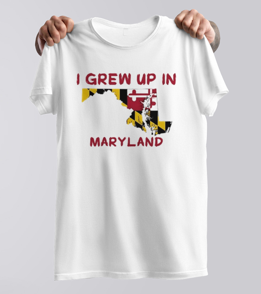 I Grew Up In Maryland State Map Flag T-Shirt