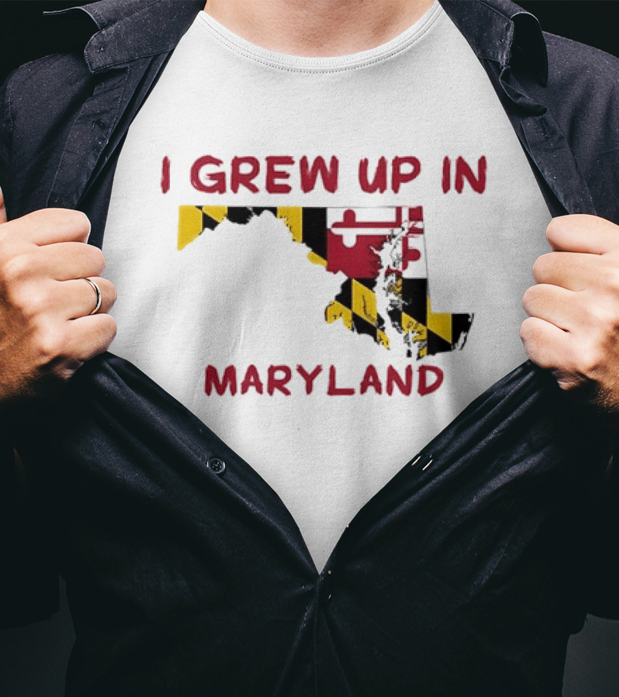 I Grew Up In Maryland State Map Flag T-Shirt