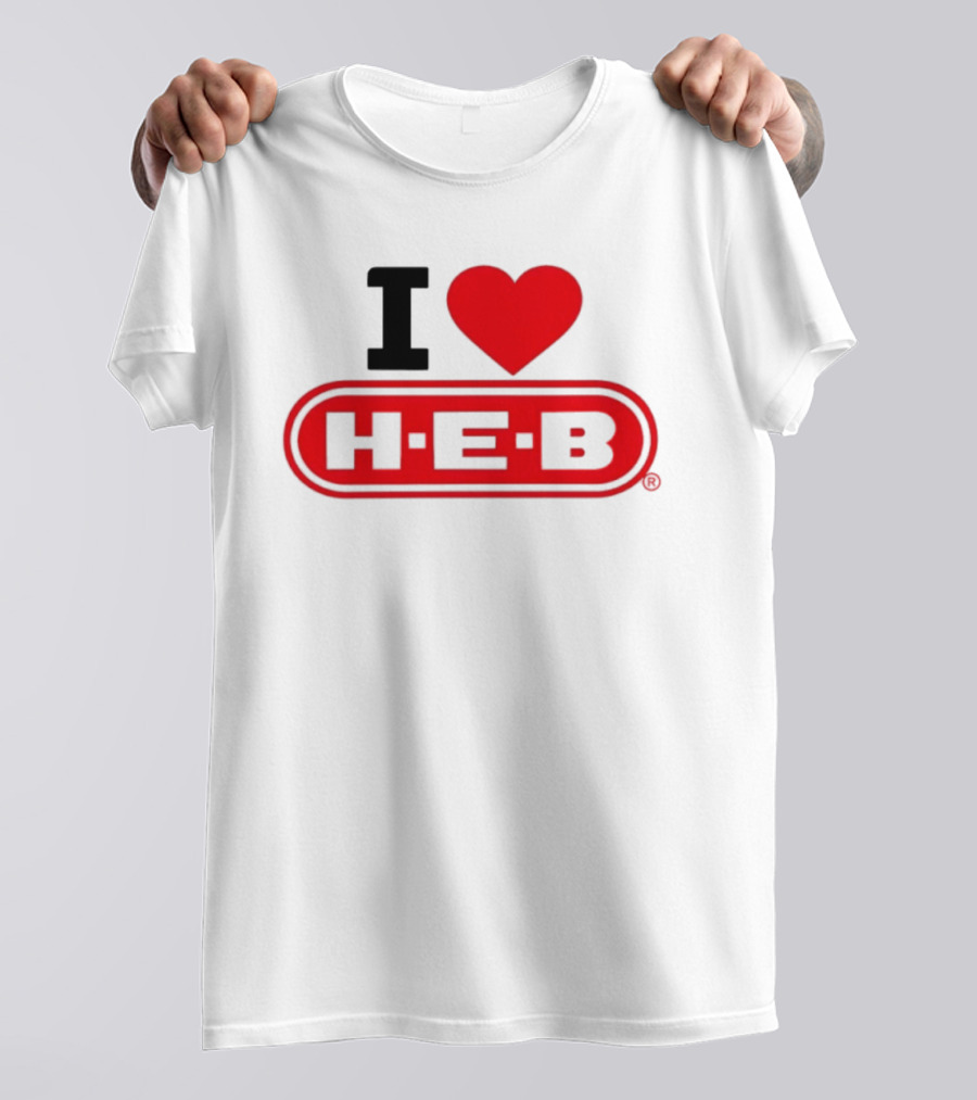 I Love H E B Texas Grocery Store Red Heart T-Shirt
