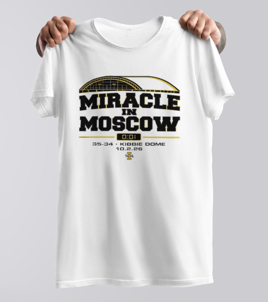Idaho Vandals Miracle In Moscow 35 34 Kibbie Dome October 2 2026 T-Shirt