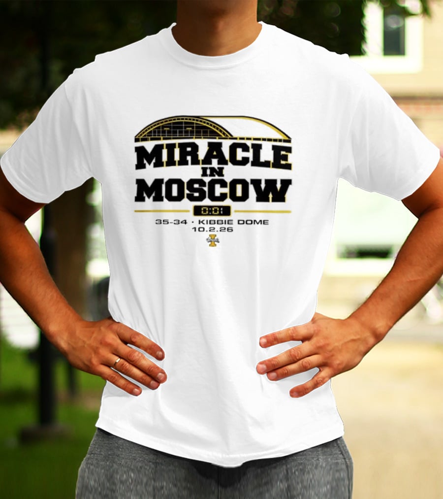 Idaho Vandals Miracle In Moscow 35 34 Kibbie Dome October 2 2026 T-Shirt