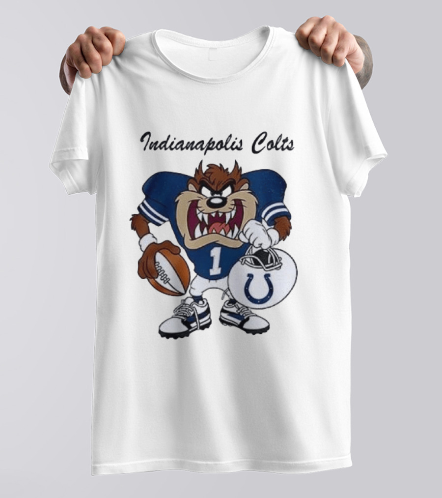 Indianapolis Colts Looney Tunes Taz Football Character Collaboration T-Shirt