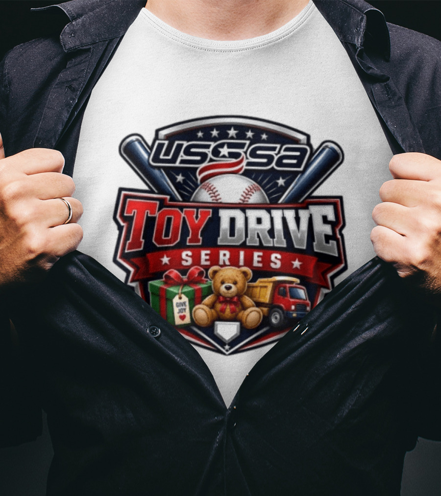 USSSA Toy Drive Series Teddy Bear Truck Give Joy Baseball Tournament T-Shirt