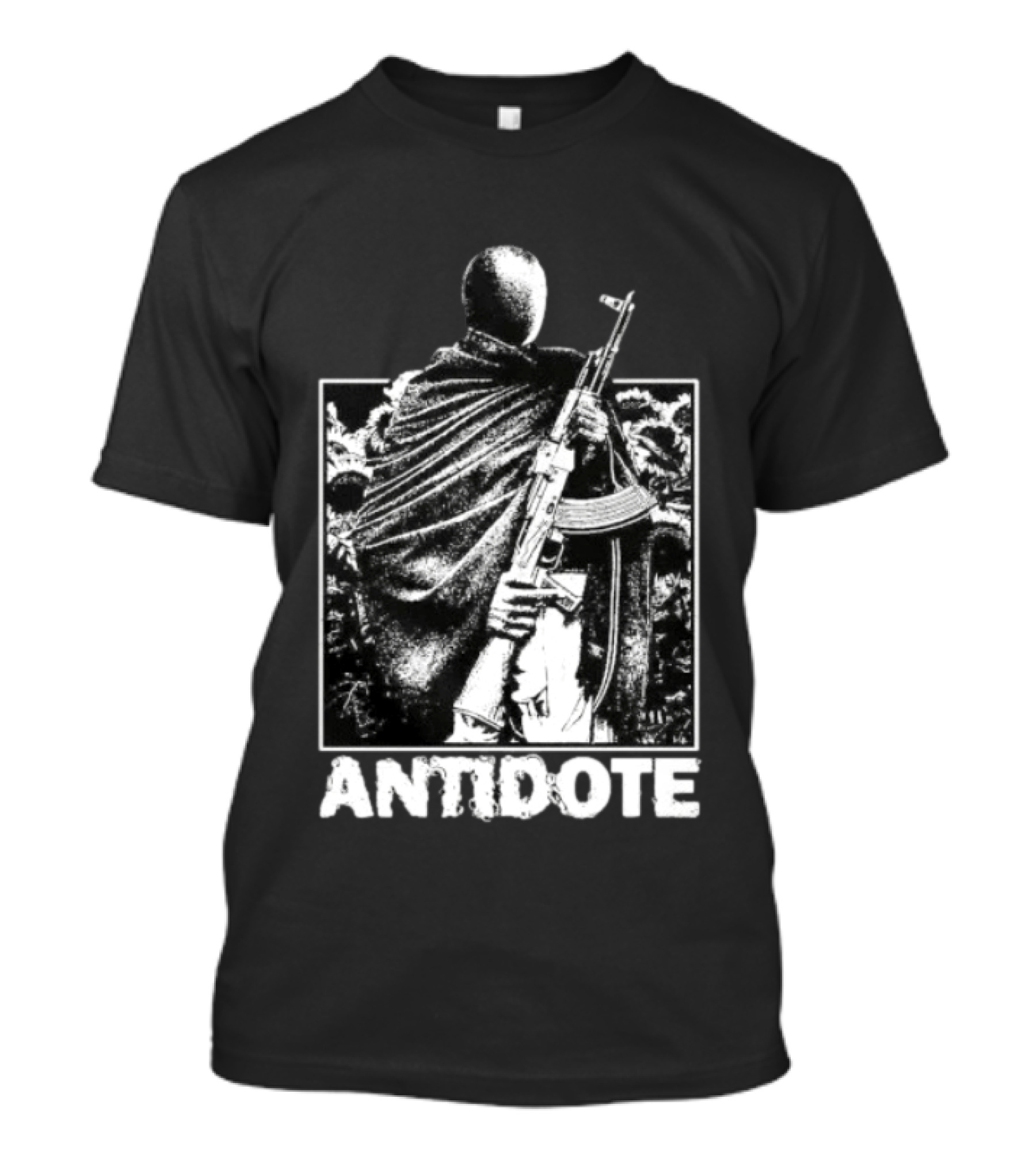 Antidote Masked Figure With Rifle Sunflower Field T-Shirt