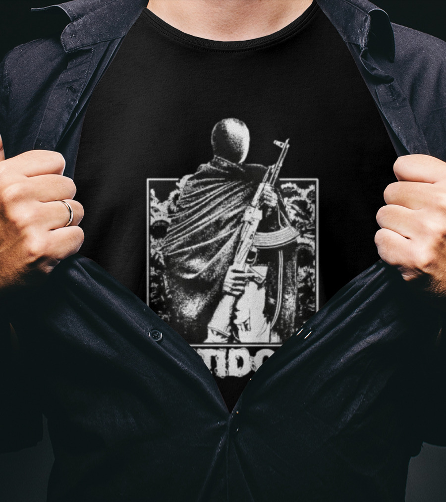 Antidote Masked Figure With Rifle Sunflower Field T-Shirt