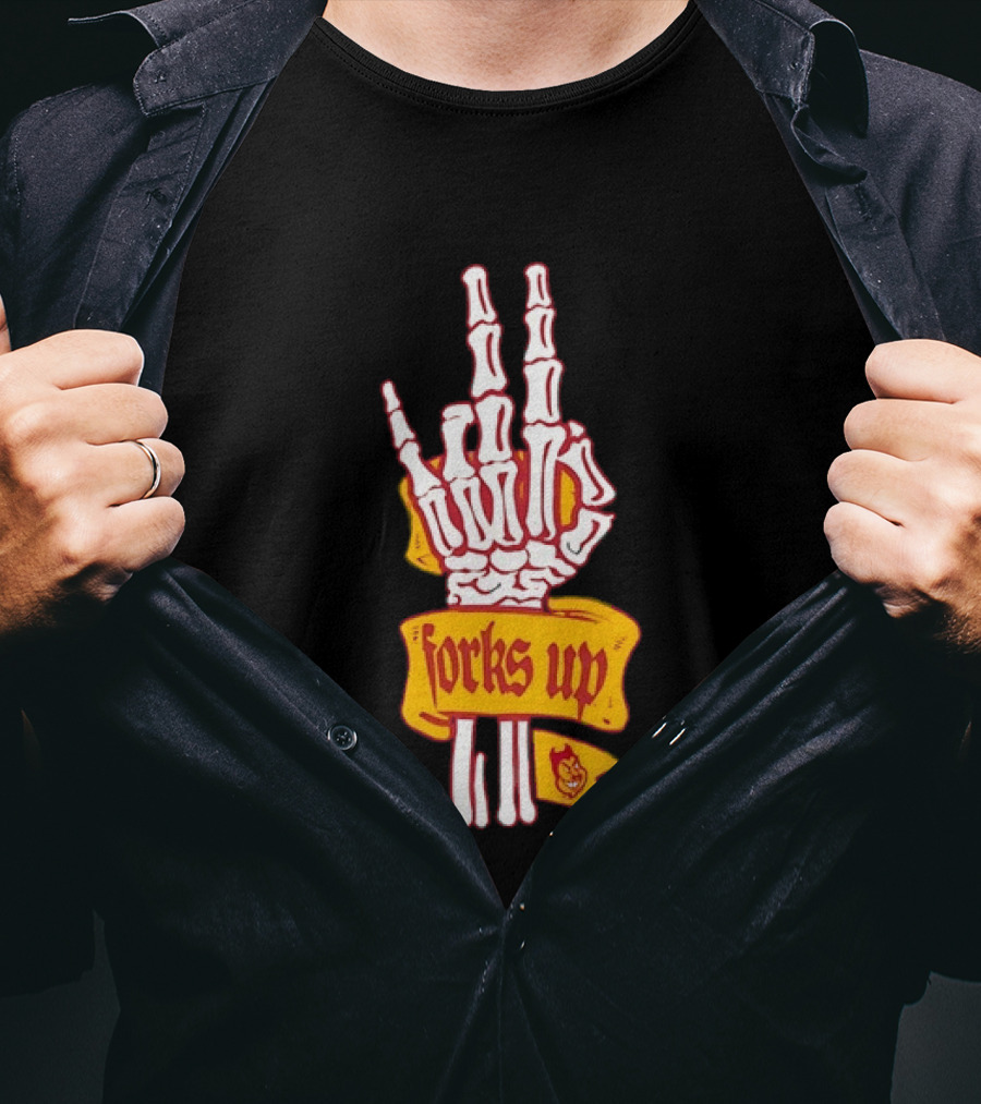 Arizona State Sun Devils Forks Up Skeleton Hand Fan Gear T-Shirt