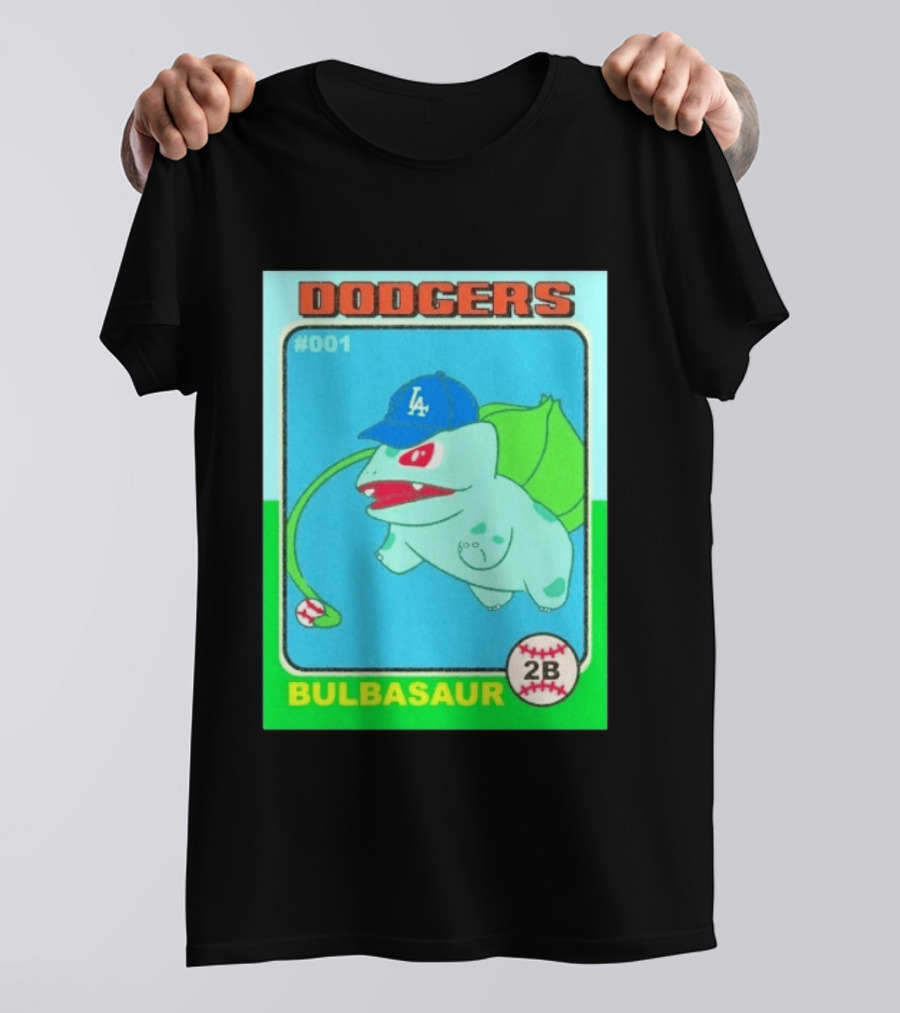 Bulbasaur Dodgers LA Cap Baseball Card No 001 T-Shirt