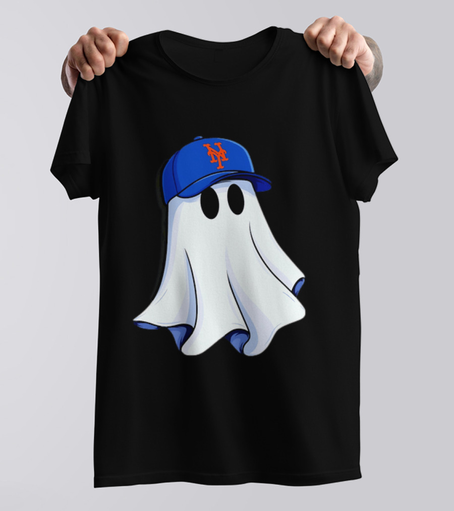 New York Mets MLB Ghost Baseball Halloween T-Shirt