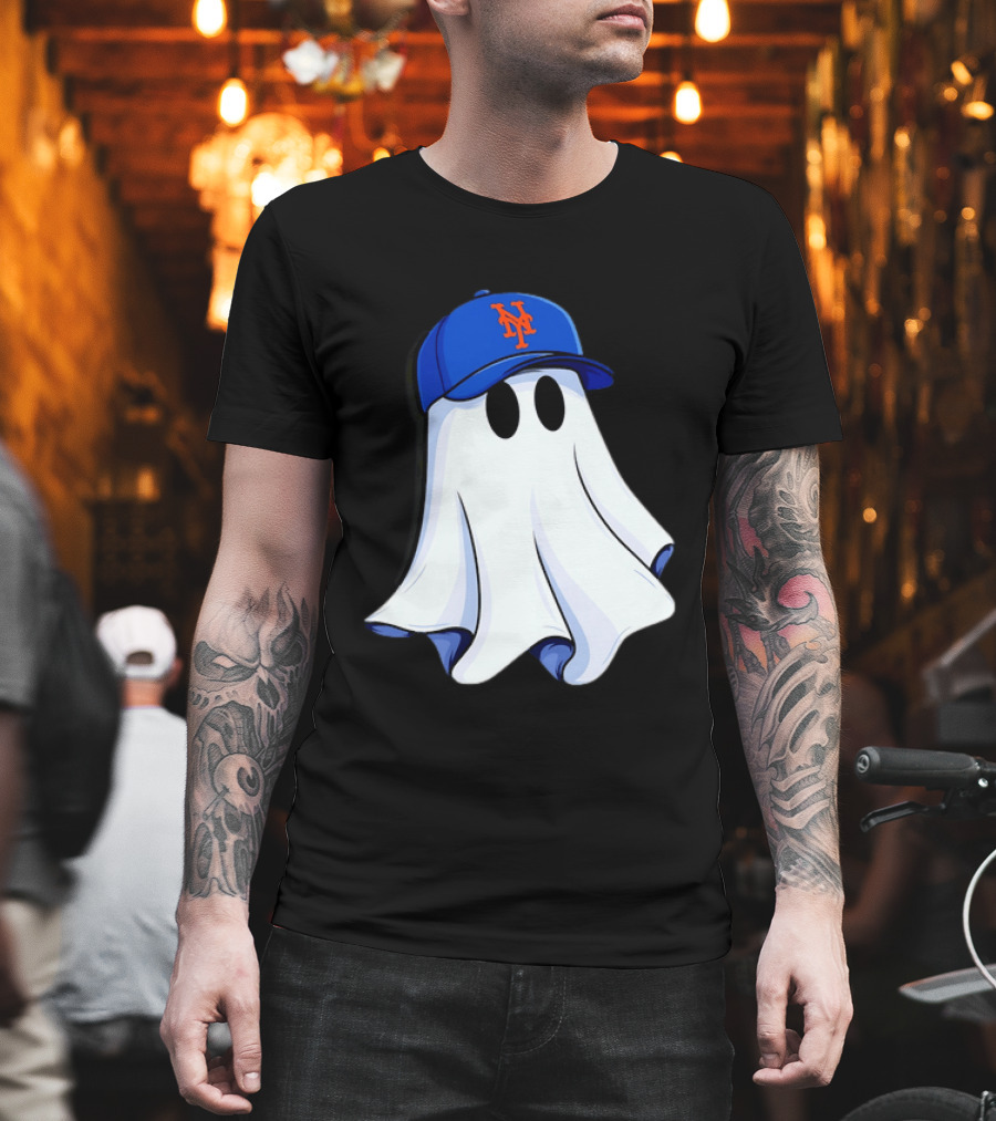 New York Mets MLB Ghost Baseball Halloween T-Shirt
