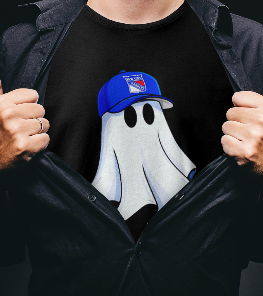 New York Rangers Ghost With Blue Cap Halloween T-Shirt