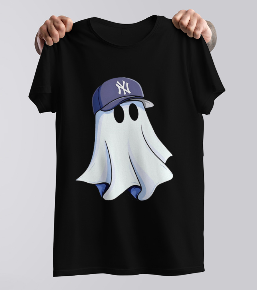 New York Yankees MLB Ghost Baseball Cap Halloween T-Shirt