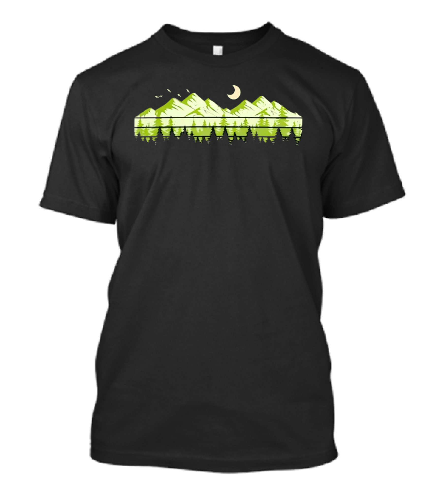 Forest Mountain Landscape Crescent Moon Nature Green National Park T-Shirt