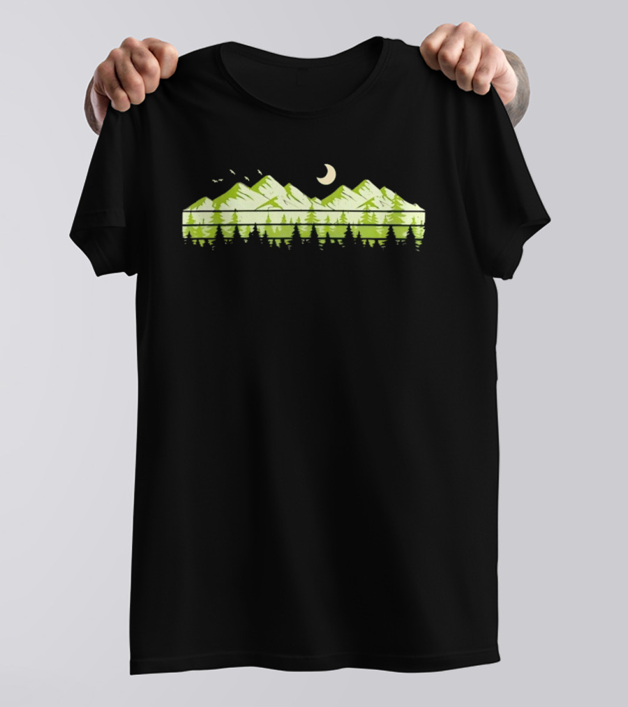 Forest Mountain Landscape Crescent Moon Nature Green National Park T-Shirt