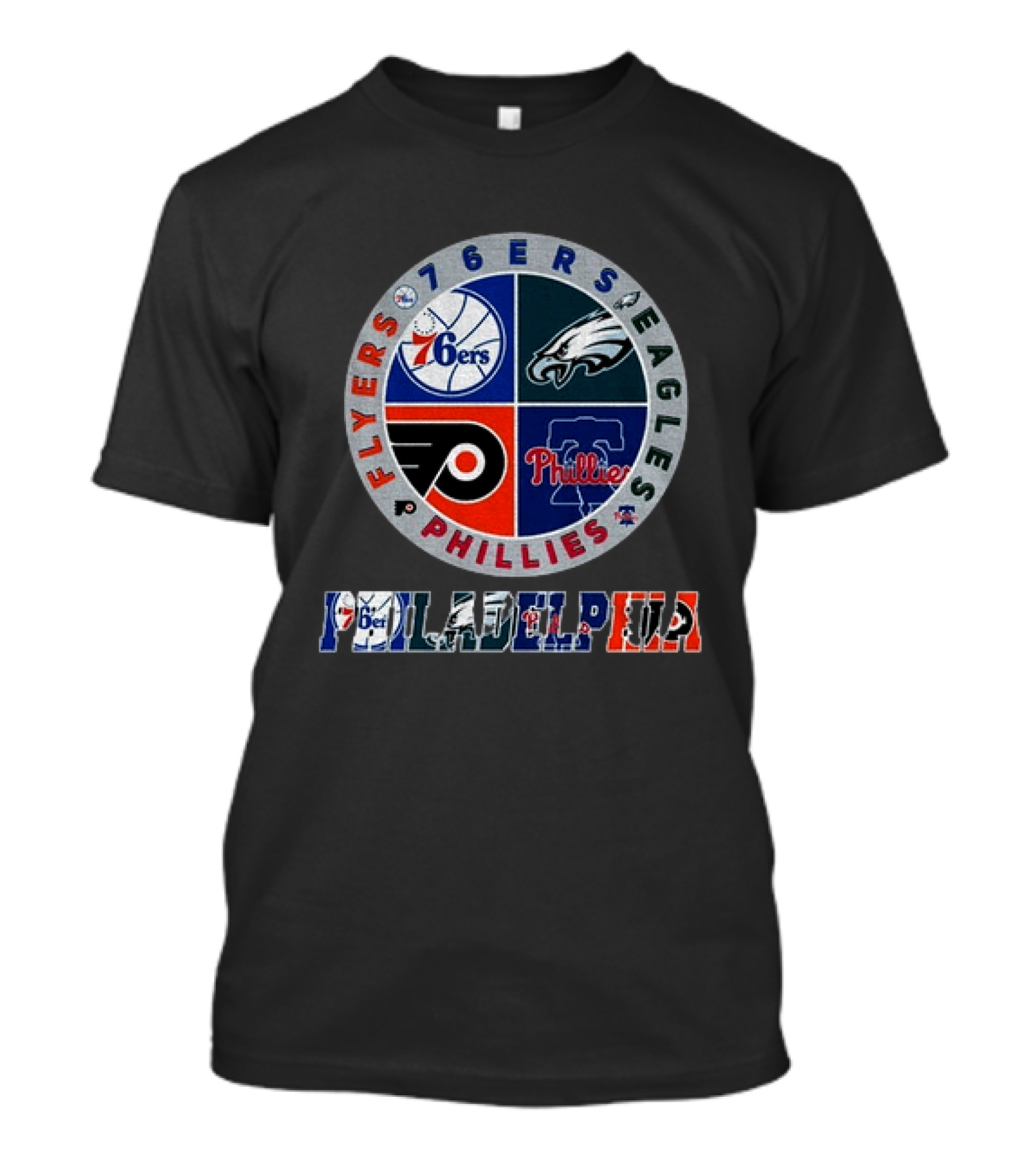 Philadelphia 76ers Eagles Phillies Flyers Team Circle T-Shirt