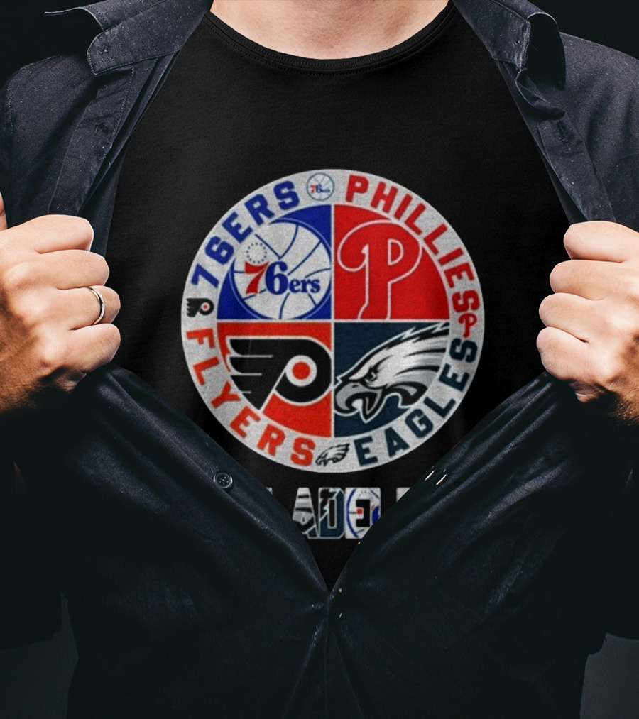 Philadelphia 76ers Phillies Flyers Eagles Sports Team Circle T-Shirt