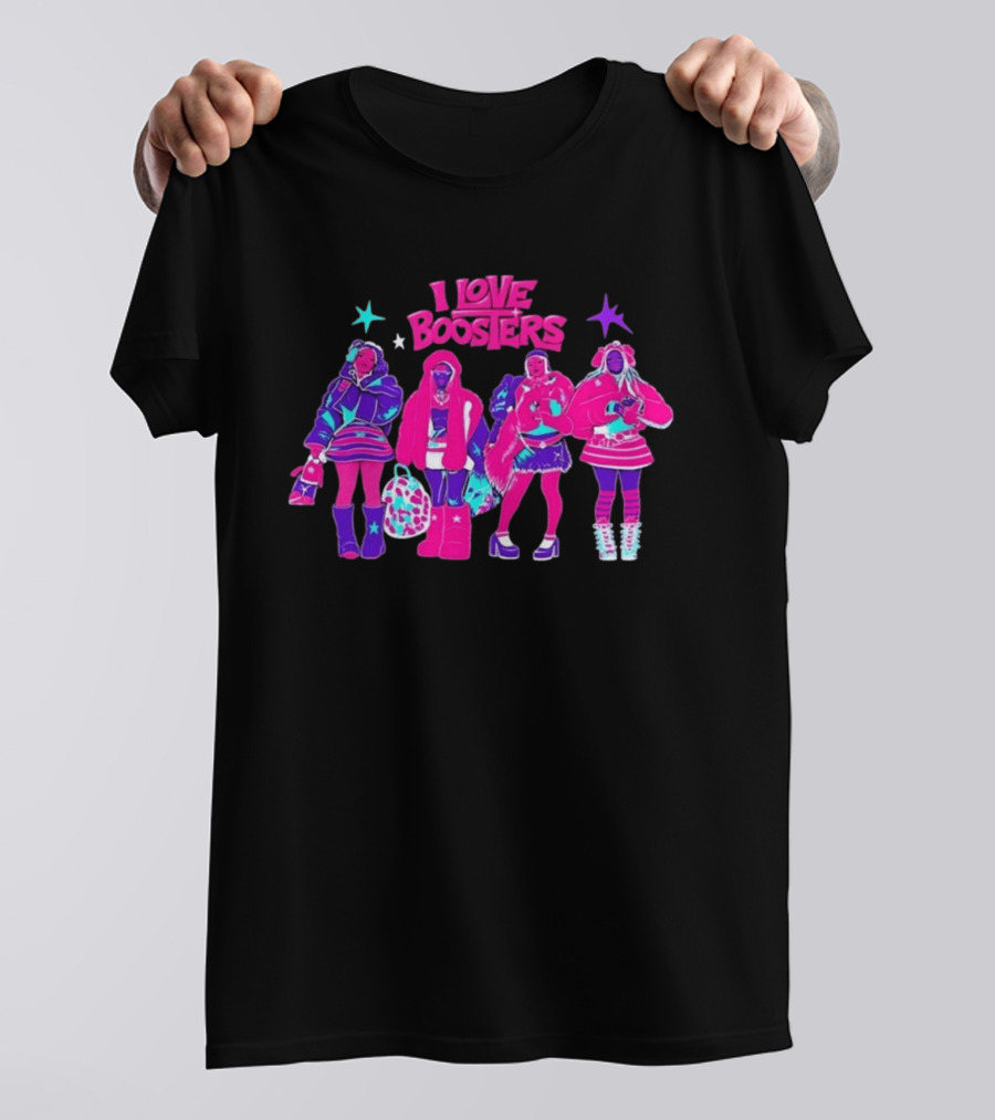 I Love Boosters Y2K Aesthetic Fashion Streetwear Style Colorful Retro Outfits T-Shirt