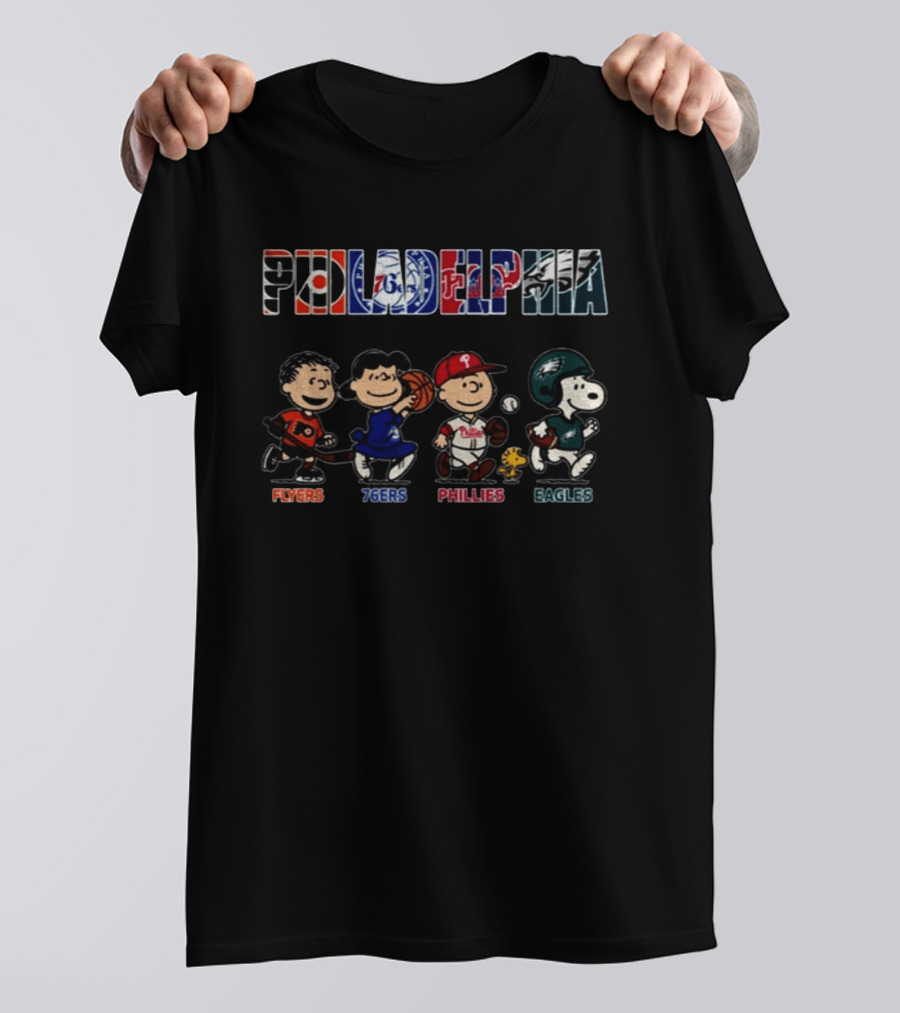 Philadelphia Flyers 76ers Phillies Eagles Peanuts Snoopy Friends T-Shirt