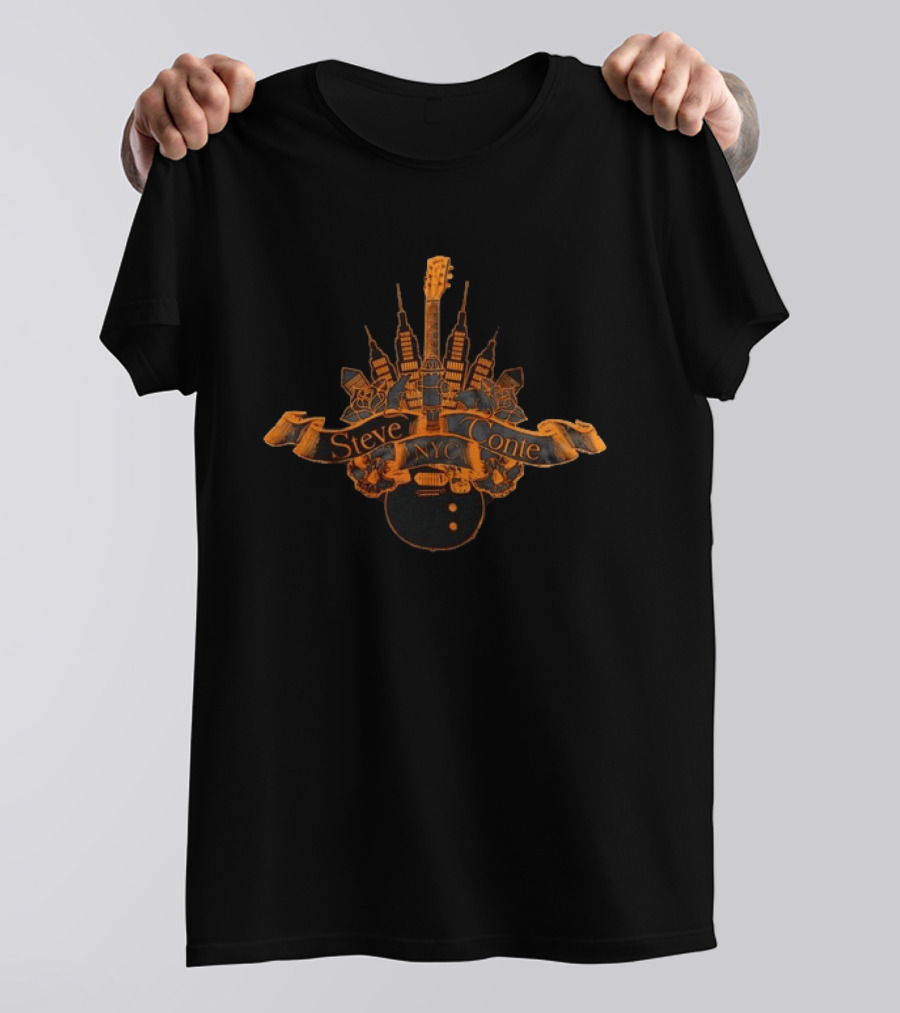Steve Conte NYC Guitar Skulls Skyline T-Shirt