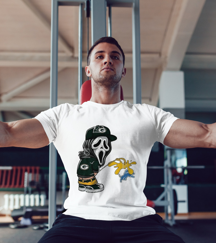 Green Bay Packers Ghostface Pissing On Detroit Lions NFL Rivalry T-Shirt