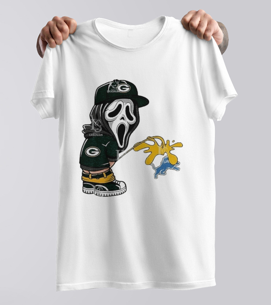 Green Bay Packers Ghostface Pissing On Detroit Lions NFL Rivalry T-Shirt
