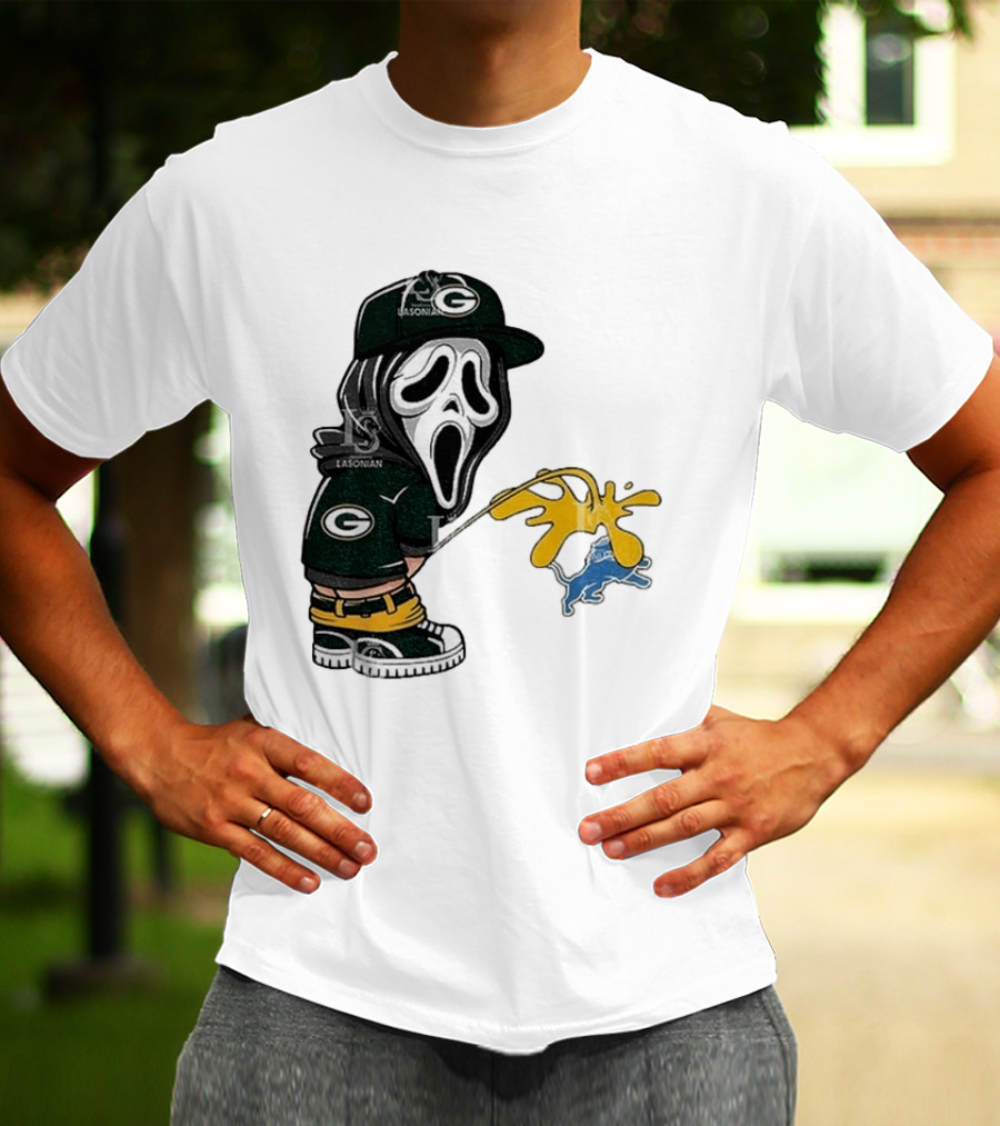 Green Bay Packers Ghostface Pissing On Detroit Lions NFL Rivalry T-Shirt