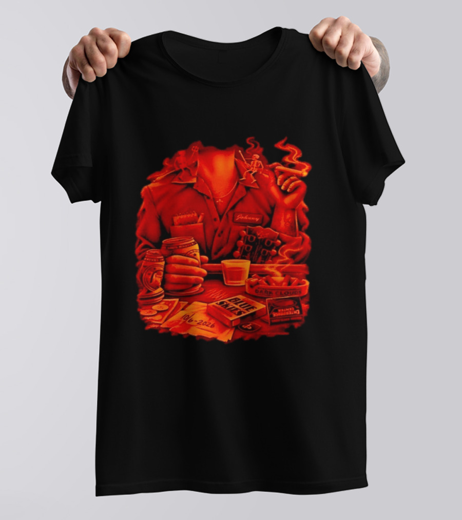 Johnny St Louis Missouri 10 6 2026 Dark Clouds Blue Skies Cigar Whiskey Guitar T-Shirt