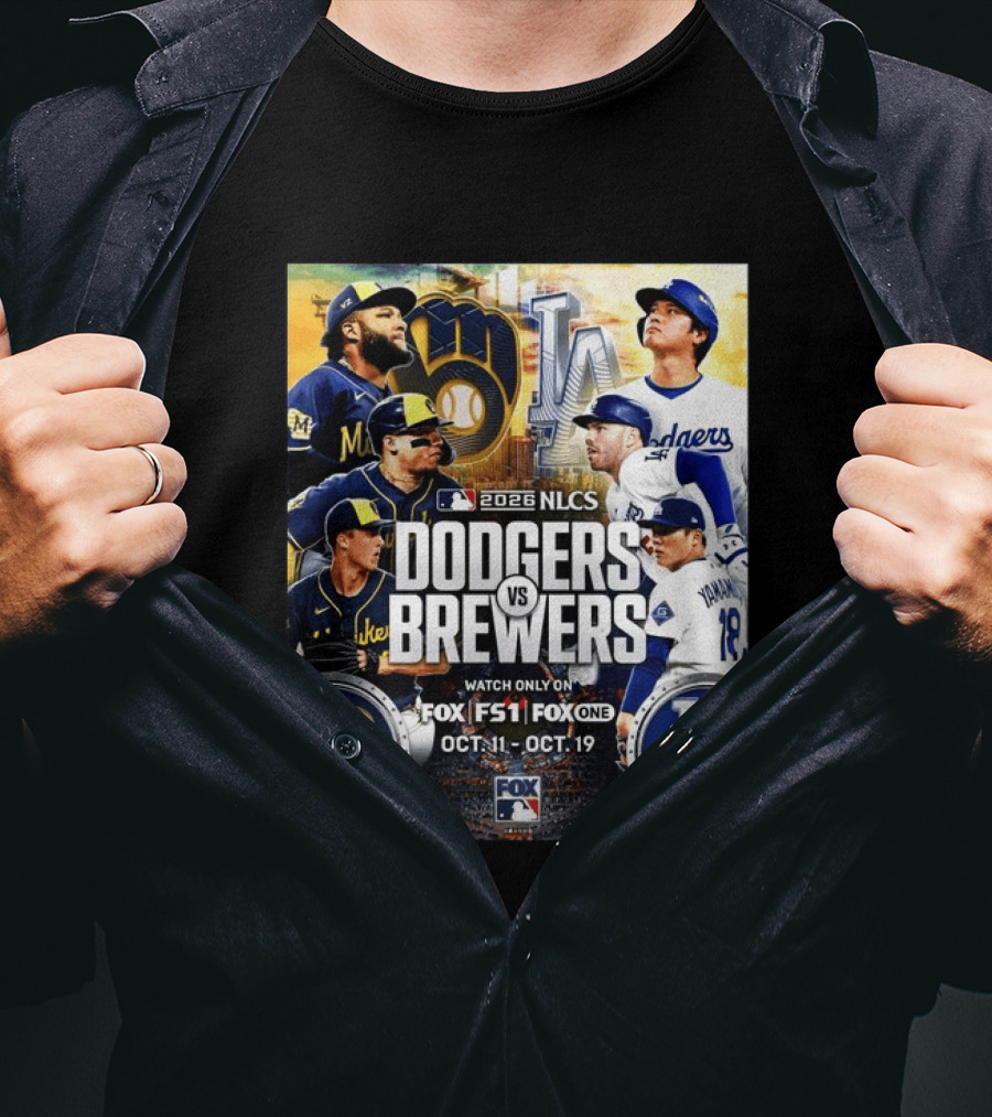 2026 NLCS Dodgers Vs Brewers MLB Showdown On Fox Oct 11 19 T-Shirt