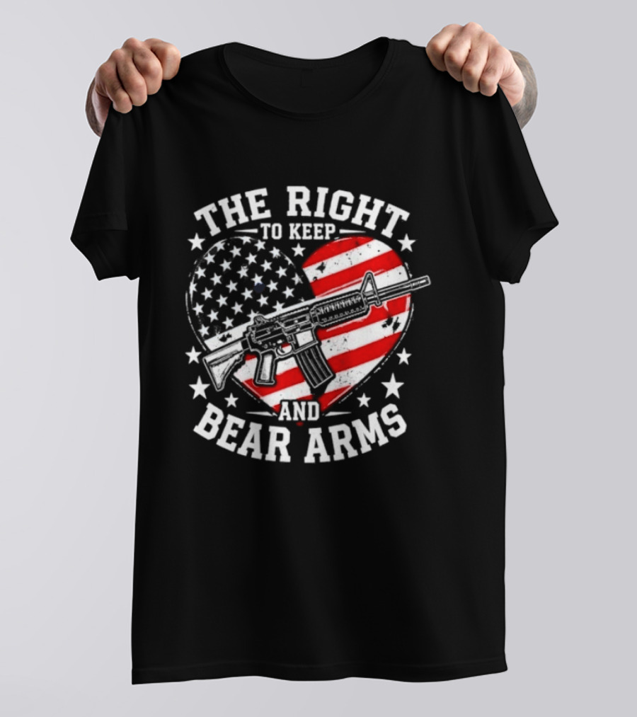 The Right To Keep And Bear Arms Heart Flag Rifle Stars T-Shirt