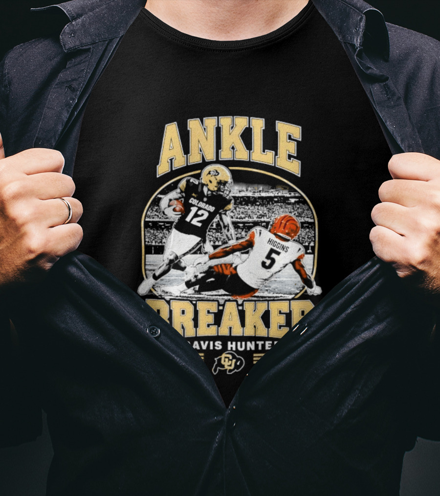 Ankle Breaker Travis Hunter Number 12 Colorado Higgins Number 5 Bengals Football T-Shirt