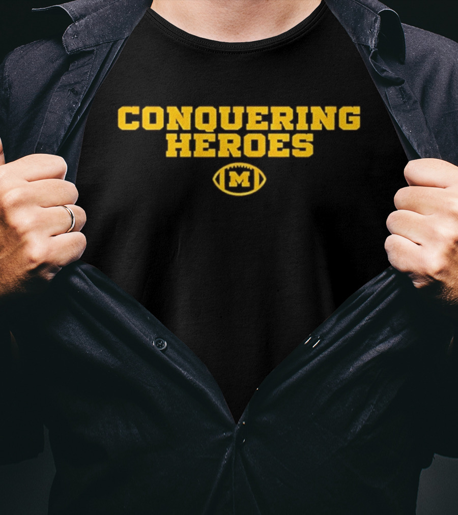 Michigan Wolverines Conquering Heroes Football M T-Shirt