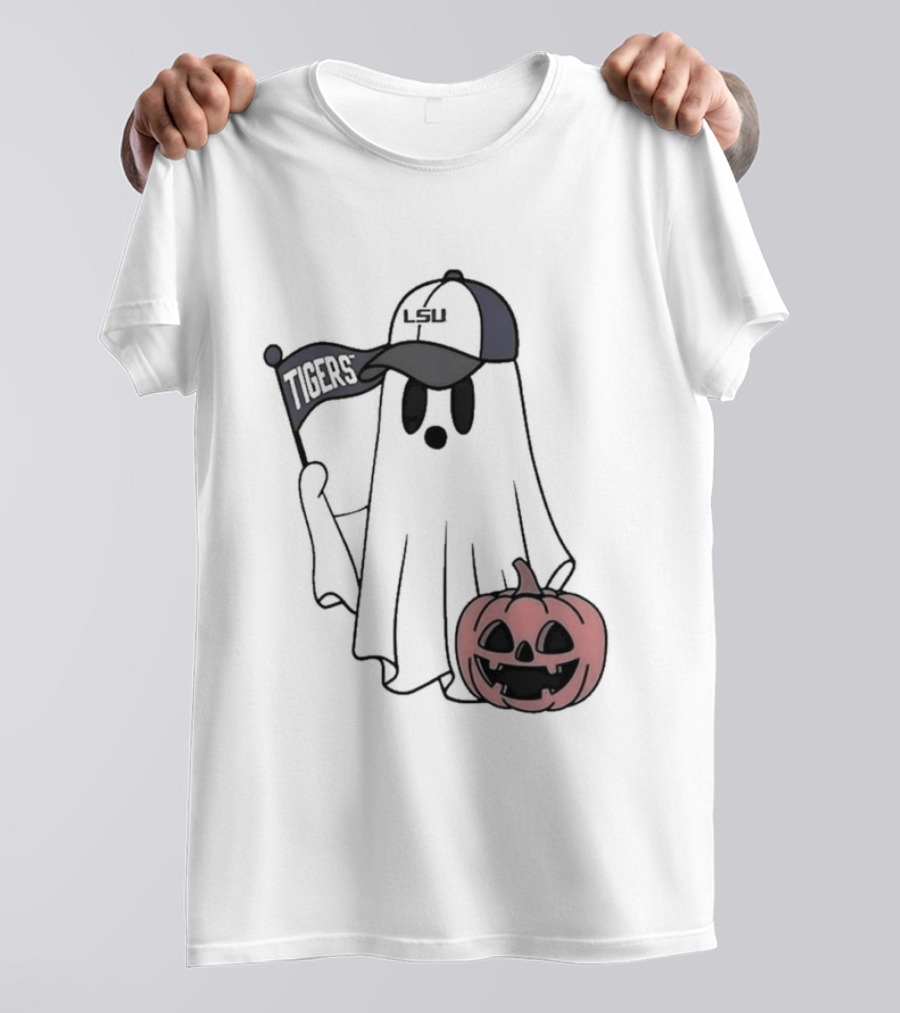 Lsu Tigers NCAA Football Halloween Ghost Pumpkin Fan Gear T-Shirt