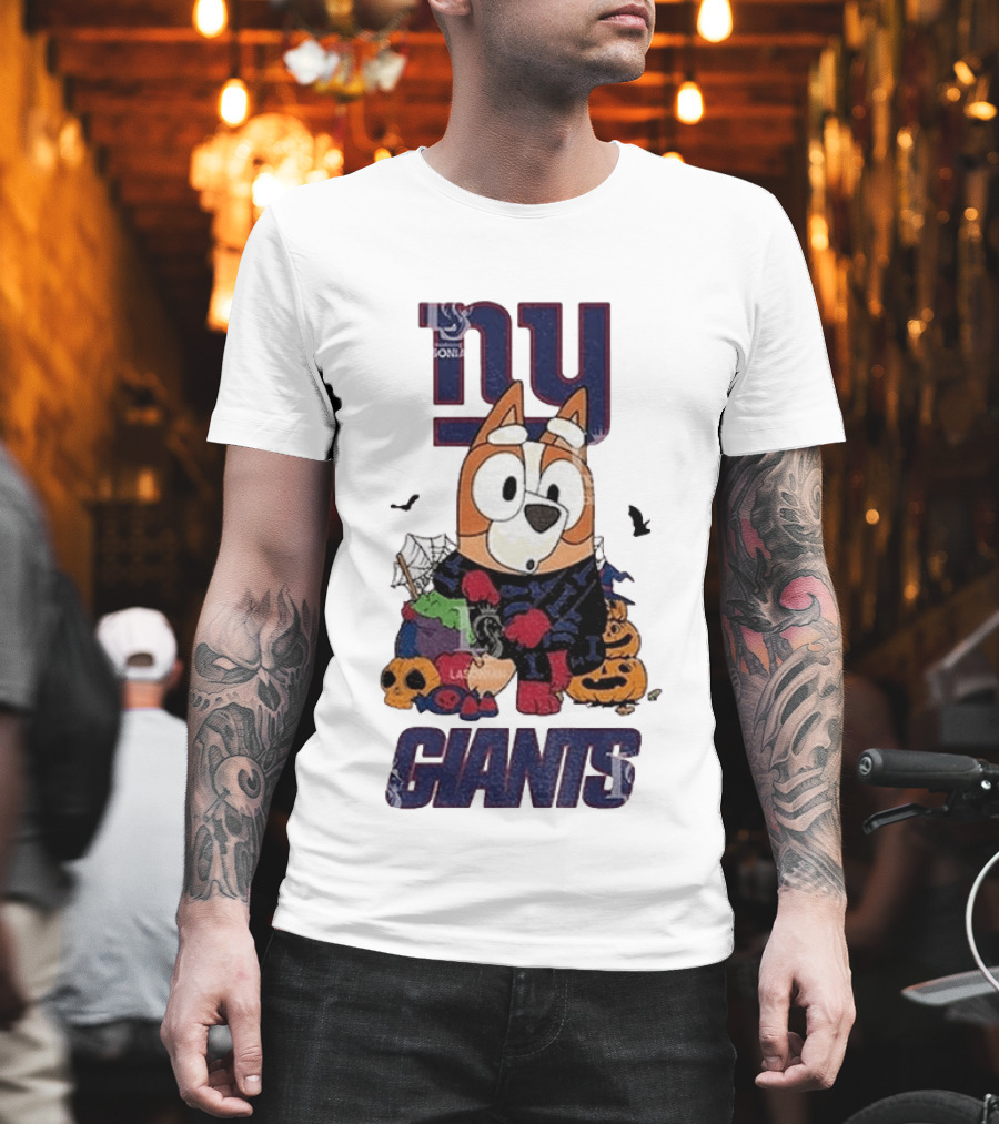 New York Giants Bluey Halloween 2026 Pumpkin Celebration T-Shirt