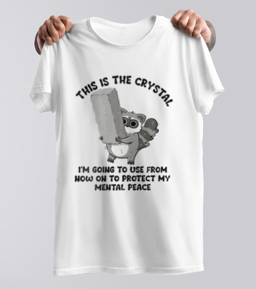 This Is The Crystal I'm Using To Protect My Mental Peace Raccoon Humor T-Shirt