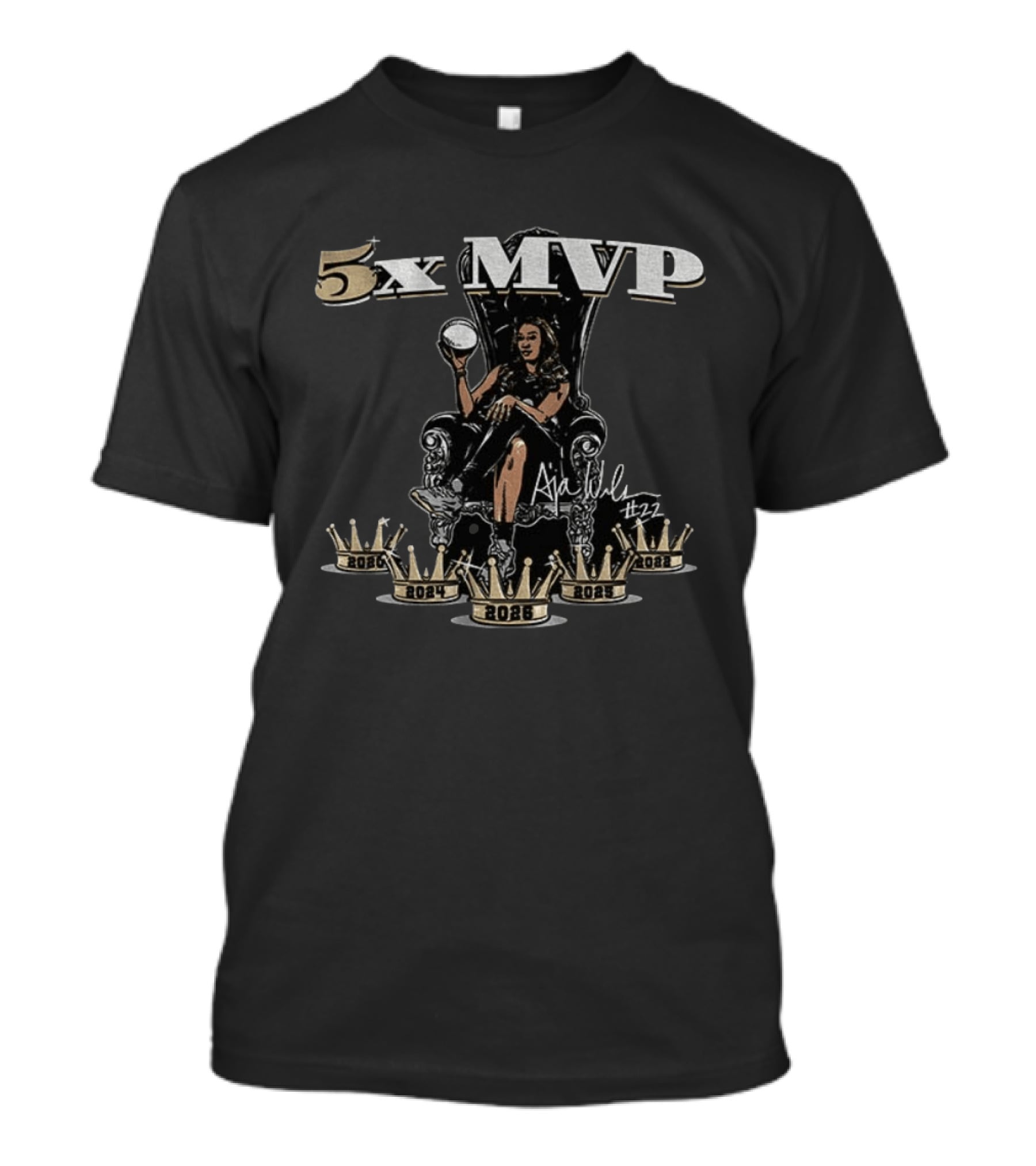 5x MVP A'ja Wilson 2023 Las Vegas Star WNBA Queen T-Shirt