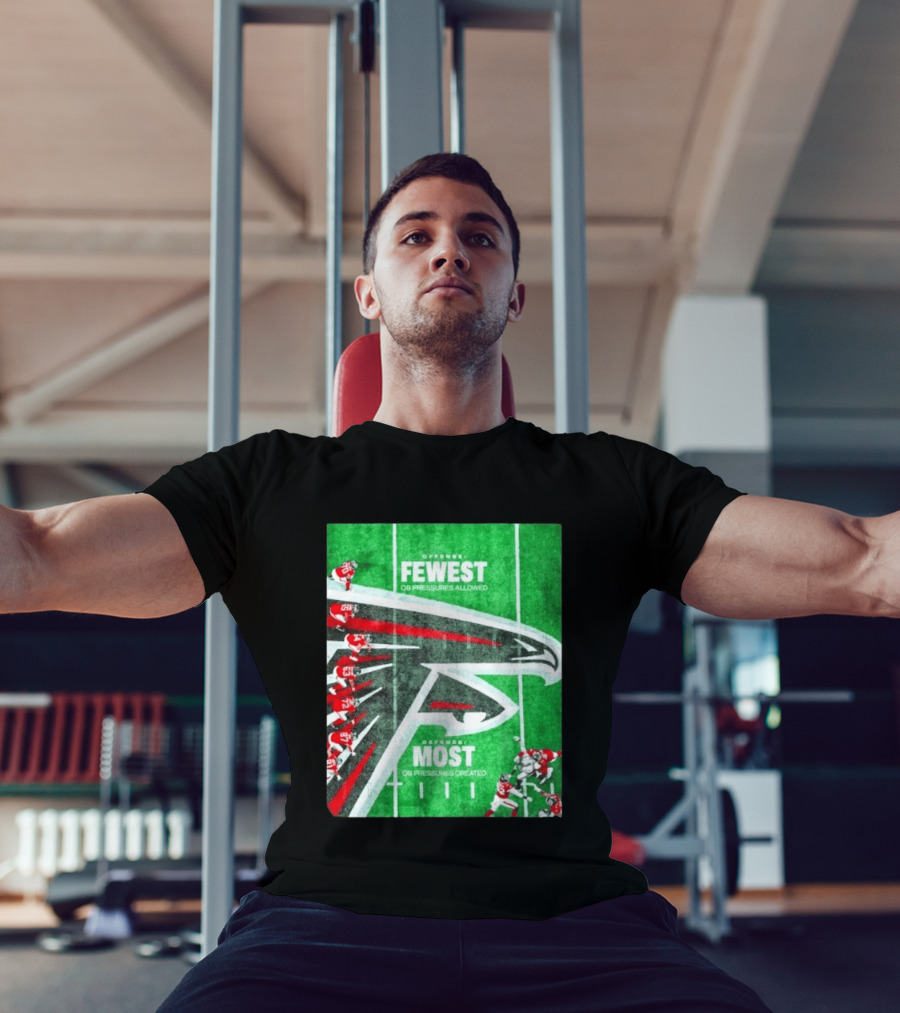 Atlanta Falcons Offense Fewest QB Pressures Allowed Defense Most Pressures Created T-Shirt