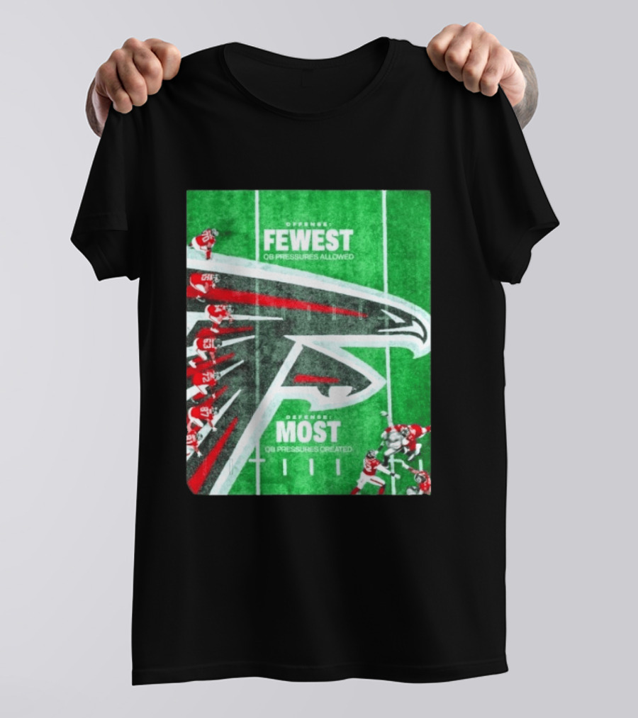Atlanta Falcons Offense Fewest QB Pressures Allowed Defense Most Pressures Created T-Shirt