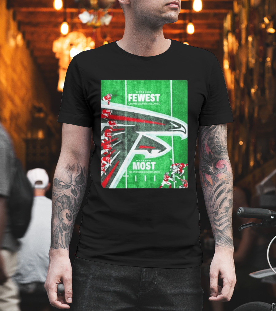 Atlanta Falcons Offense Fewest QB Pressures Allowed Defense Most Pressures Created T-Shirt