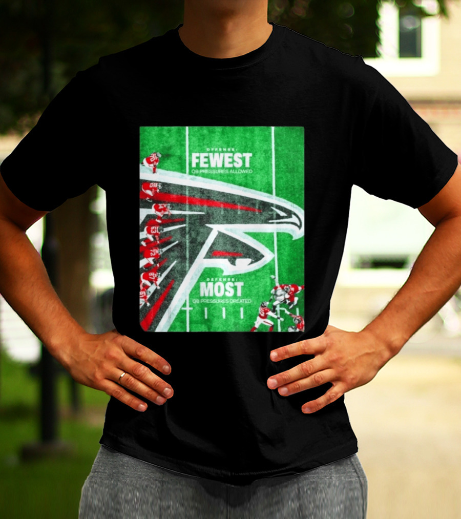 Atlanta Falcons Offense Fewest QB Pressures Allowed Defense Most Pressures Created T-Shirt