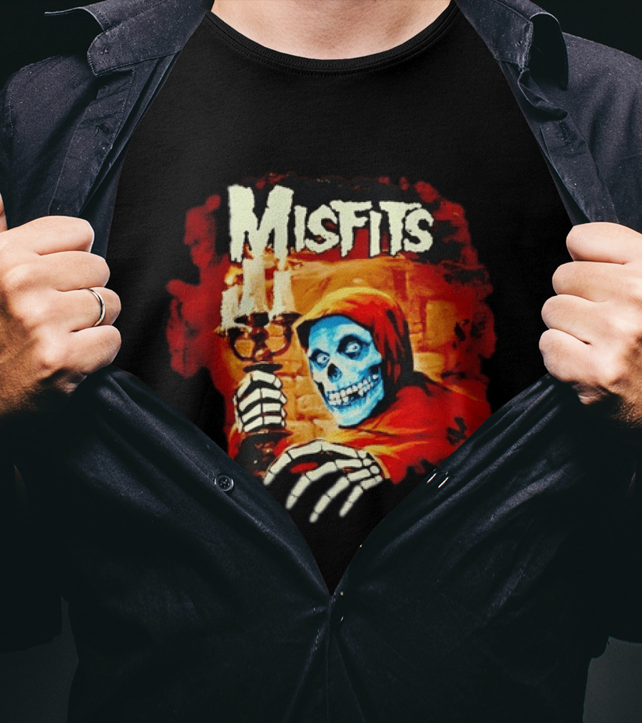 Misfits Crimson Ghost Candle Holder Punk Rock Skeleton T-Shirt
