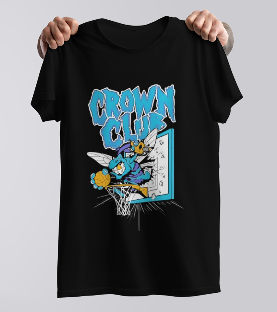 Crown Club Charlotte Hornets Basketball Dunking T-Shirt