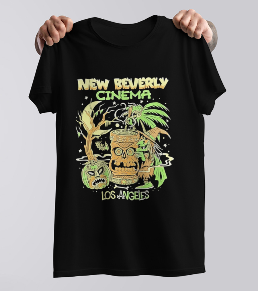 New Beverly Cinema Los Angeles Tiki Witch Halloween Spooky Tropical Retro Vibes T-Shirt