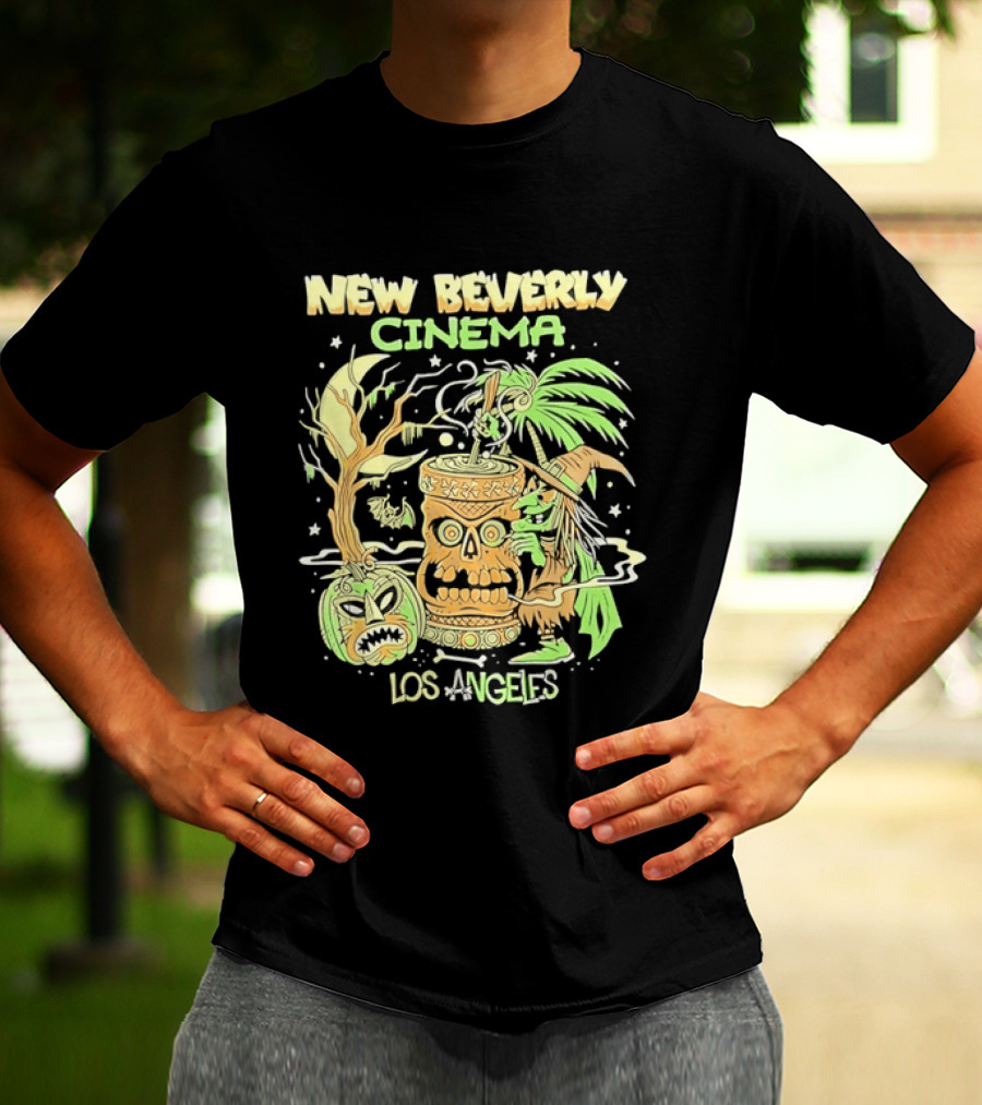 New Beverly Cinema Los Angeles Tiki Witch Halloween Spooky Tropical Retro Vibes T-Shirt