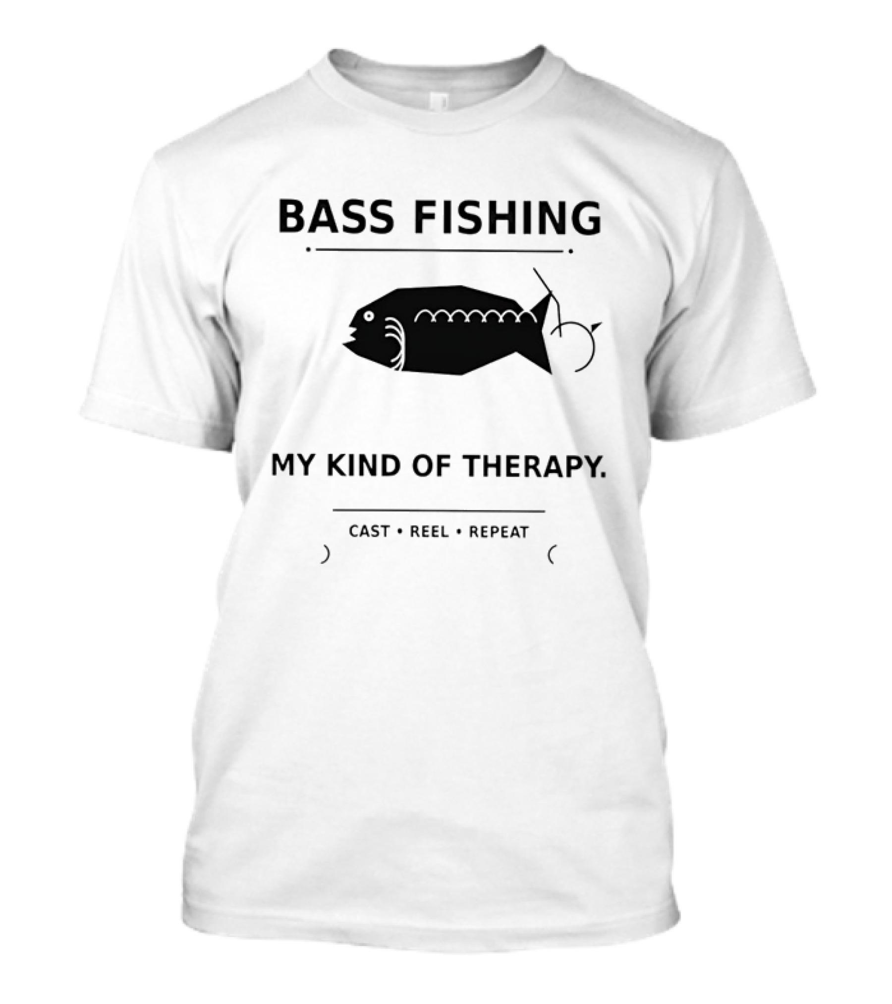 Bass Fishing My Kind Of Therapy Cast Reel Repeat T-Shirt