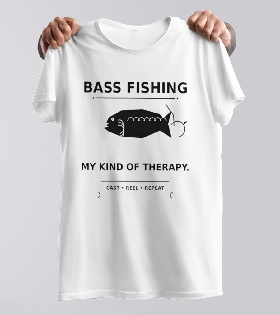 Bass Fishing My Kind Of Therapy Cast Reel Repeat T-Shirt