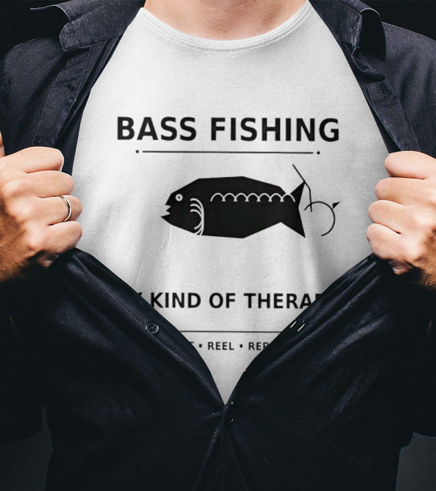Bass Fishing My Kind Of Therapy Cast Reel Repeat T-Shirt