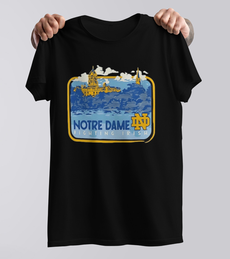Notre Dame Fighting Irish Campus Landscape Blue And Gold ND T-Shirt