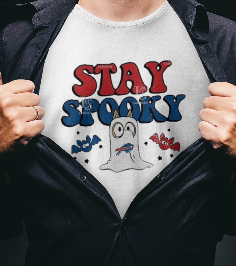 Buffalo Bills Bluey Halloween Stay Spooky Ghost Cartoon T-Shirt